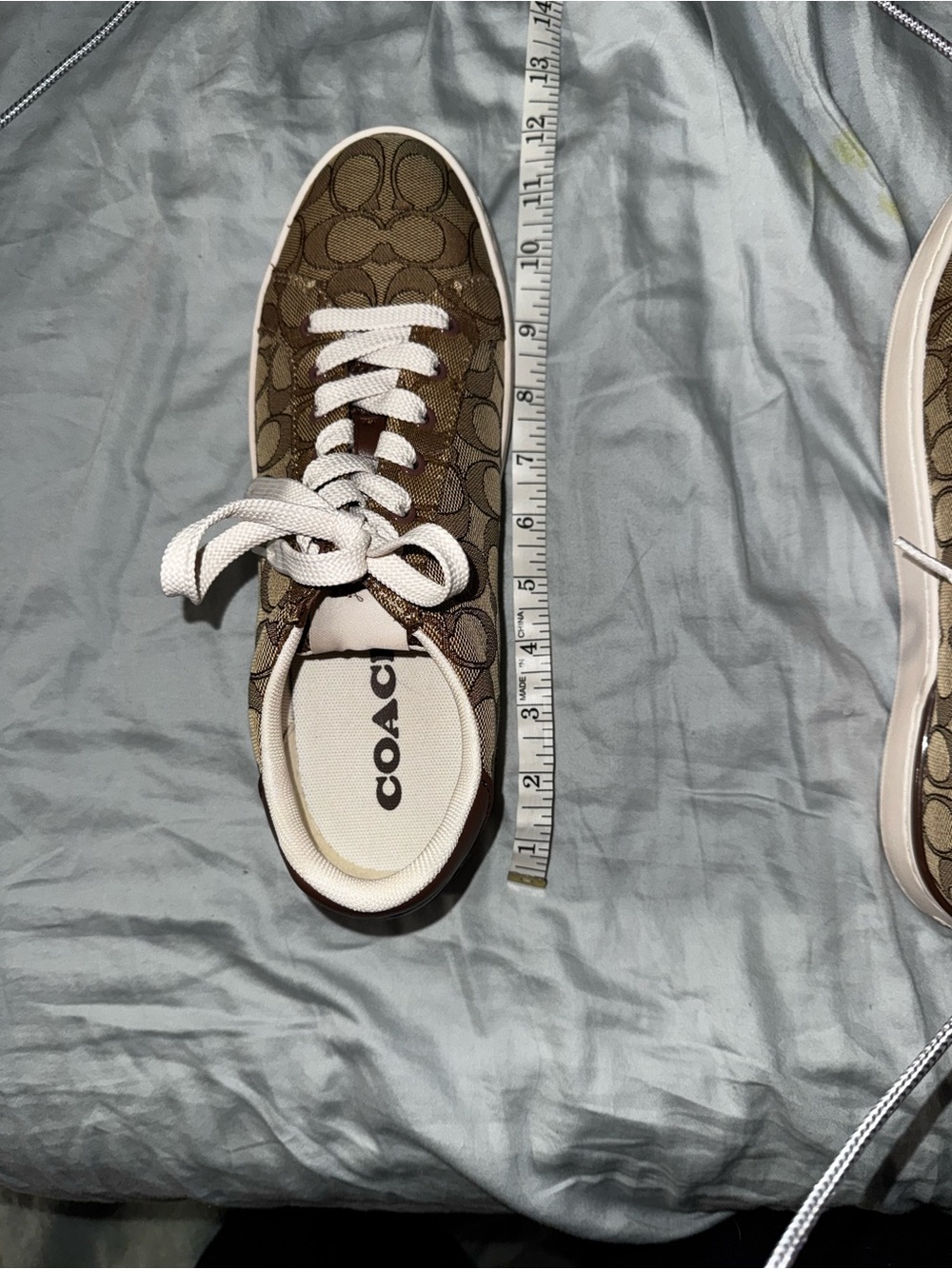 Women’s Brown Coach Clip Low Top with White Laces Sneaker Size 9.5 - Picture 6 of 12